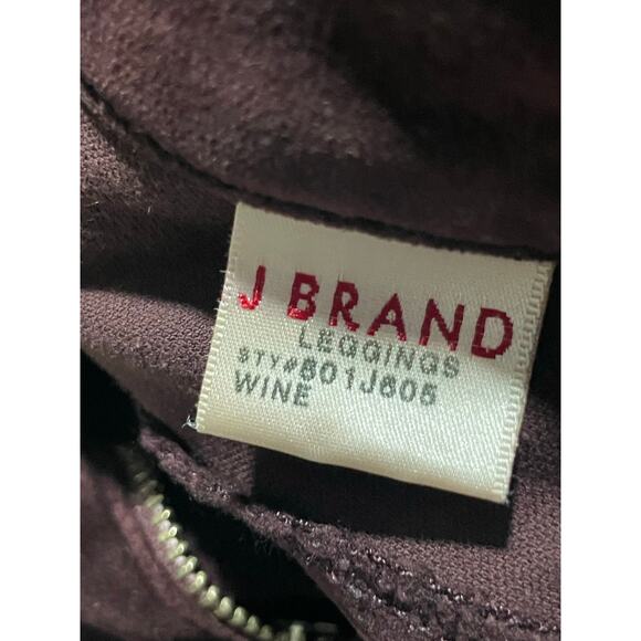 J Brand Velour Leggings Pants Skinny Leg Jeggings Womens 25 Wine Stretch 801J605 - Picture 2 of 11